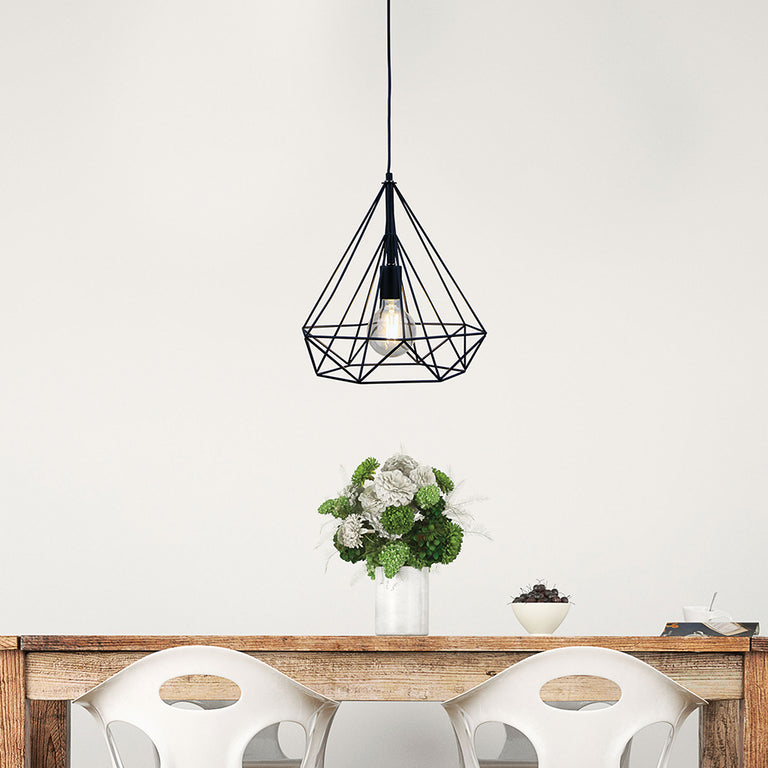 Lenox Geometric Cage Pendant Black - OL67761BK