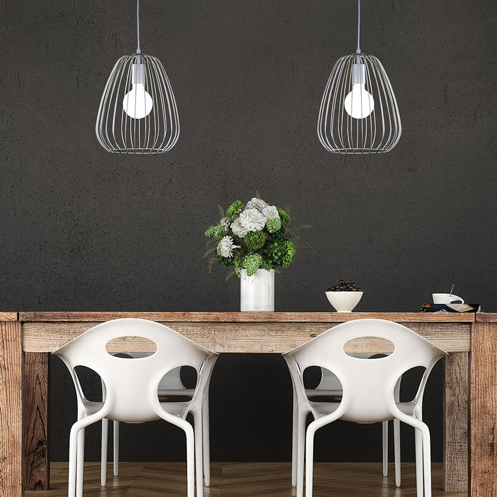Pera.27 Metal Wire Pendant White - OL68778/27WH