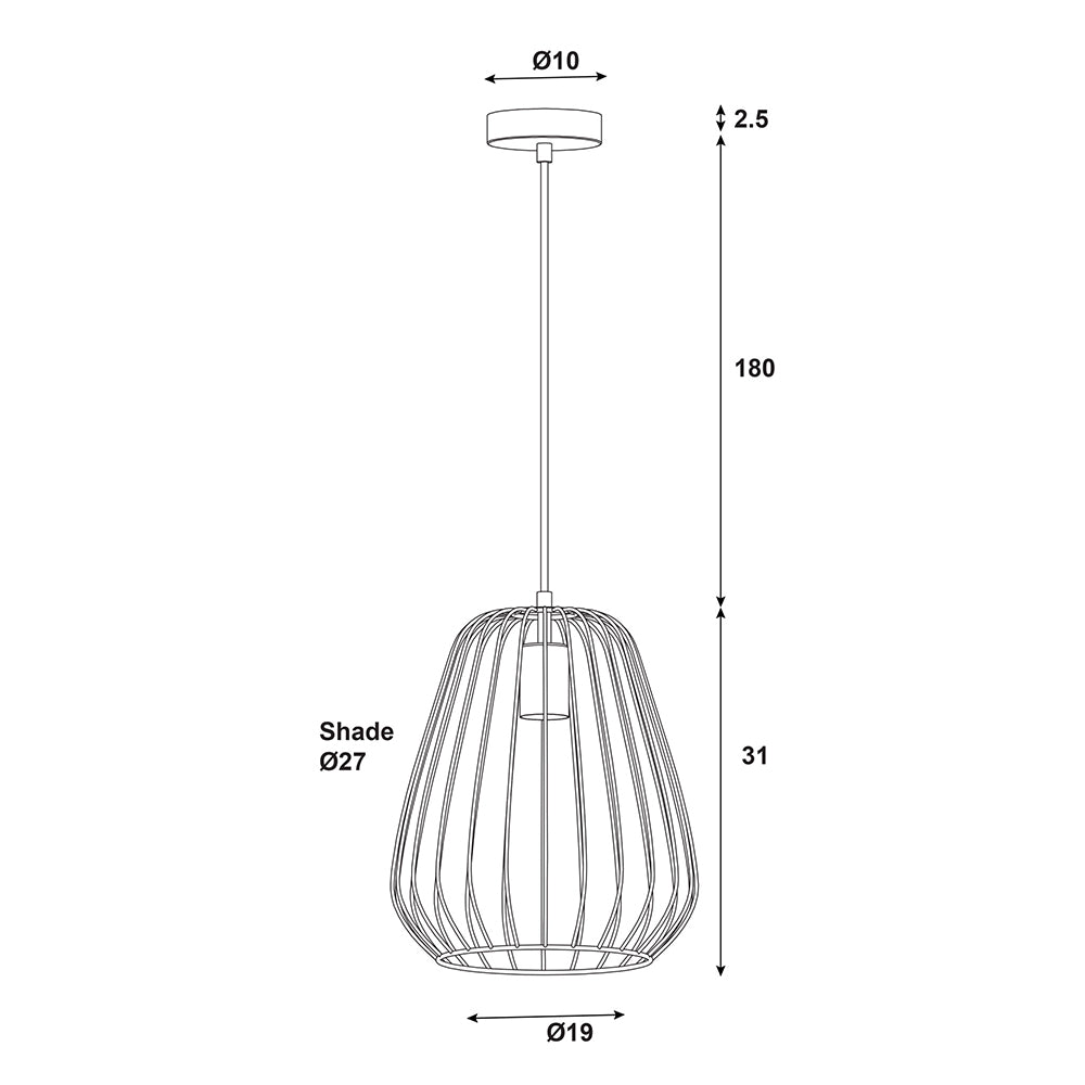 Pera.27 Metal Wire Pendant White - OL68778/27WH