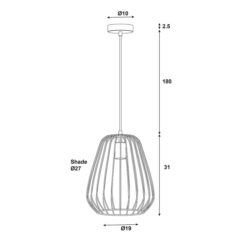 Pera.27 Metal Wire Pendant White - OL68778/27WH
