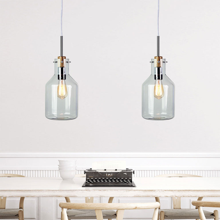 Holbeck.17 Scandinavian Glass Pendant Chrome - OL69291/17CL