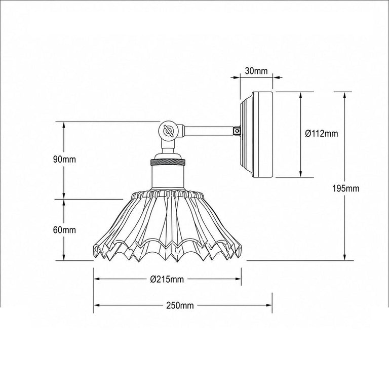 Croydon Clear Pleated Glass Wall Light Clear / Black - OL69441BK/CL