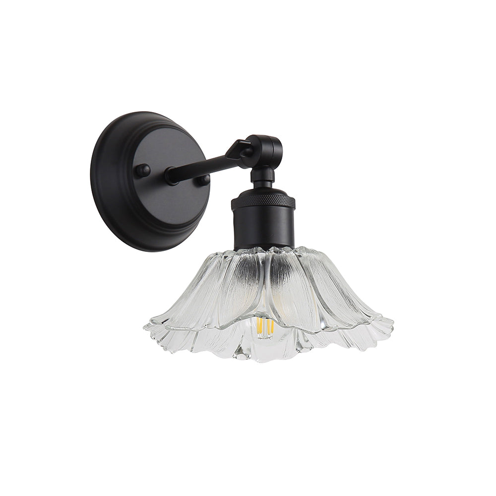 Fleur Vintage Glass Wall Light Clear / Black - OL69452BK/CL