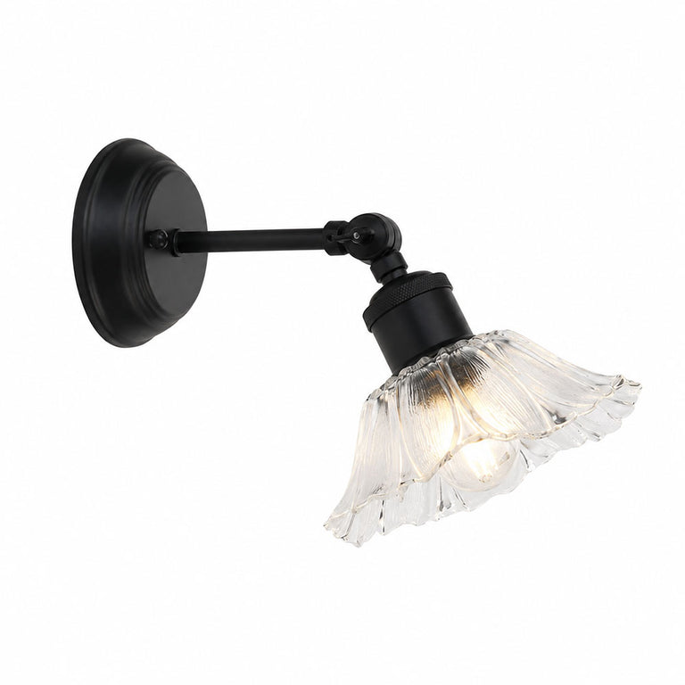 Fleur Vintage Glass Wall Light Clear / Black - OL69452BK/CL