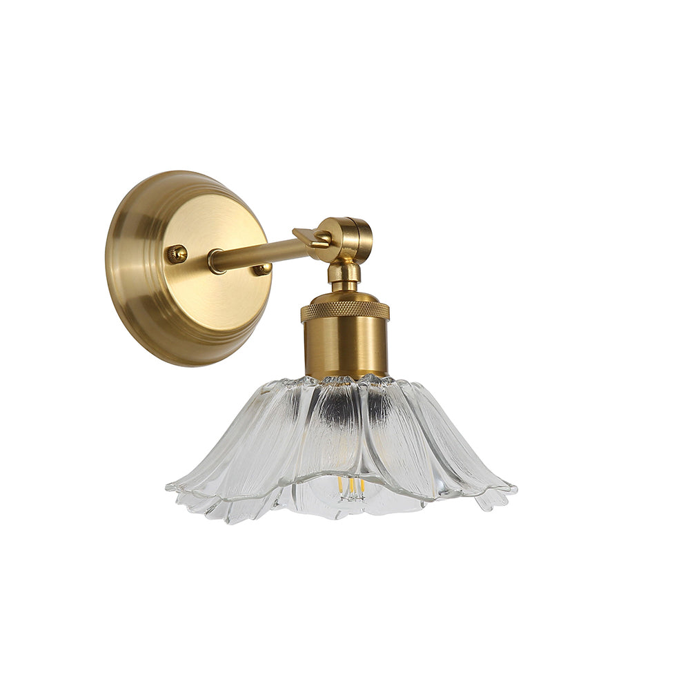Fleur Vintage Glass Wall Light Clear / Satin Brass - OL69452SB/CL