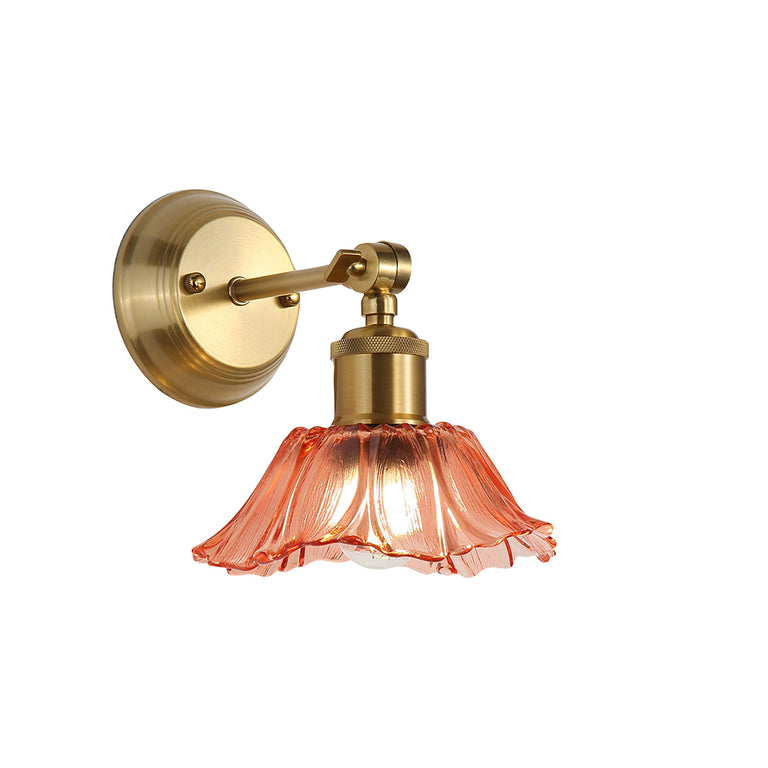 Fleur Vintage Glass Wall Light Pink / Satin Brass - OL69452SB/PK