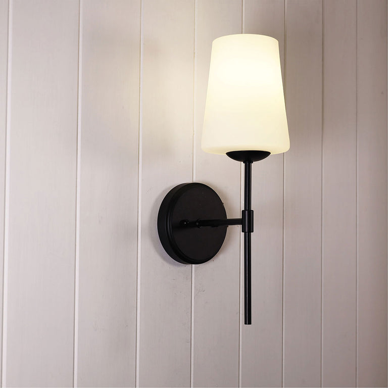Kinbury Glass Wall Light Black - OL69463BK