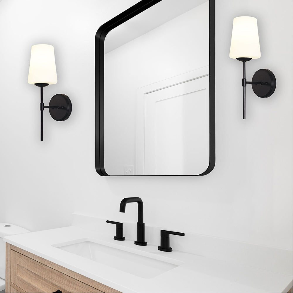 Kinbury Glass Wall Light Black - OL69463BK