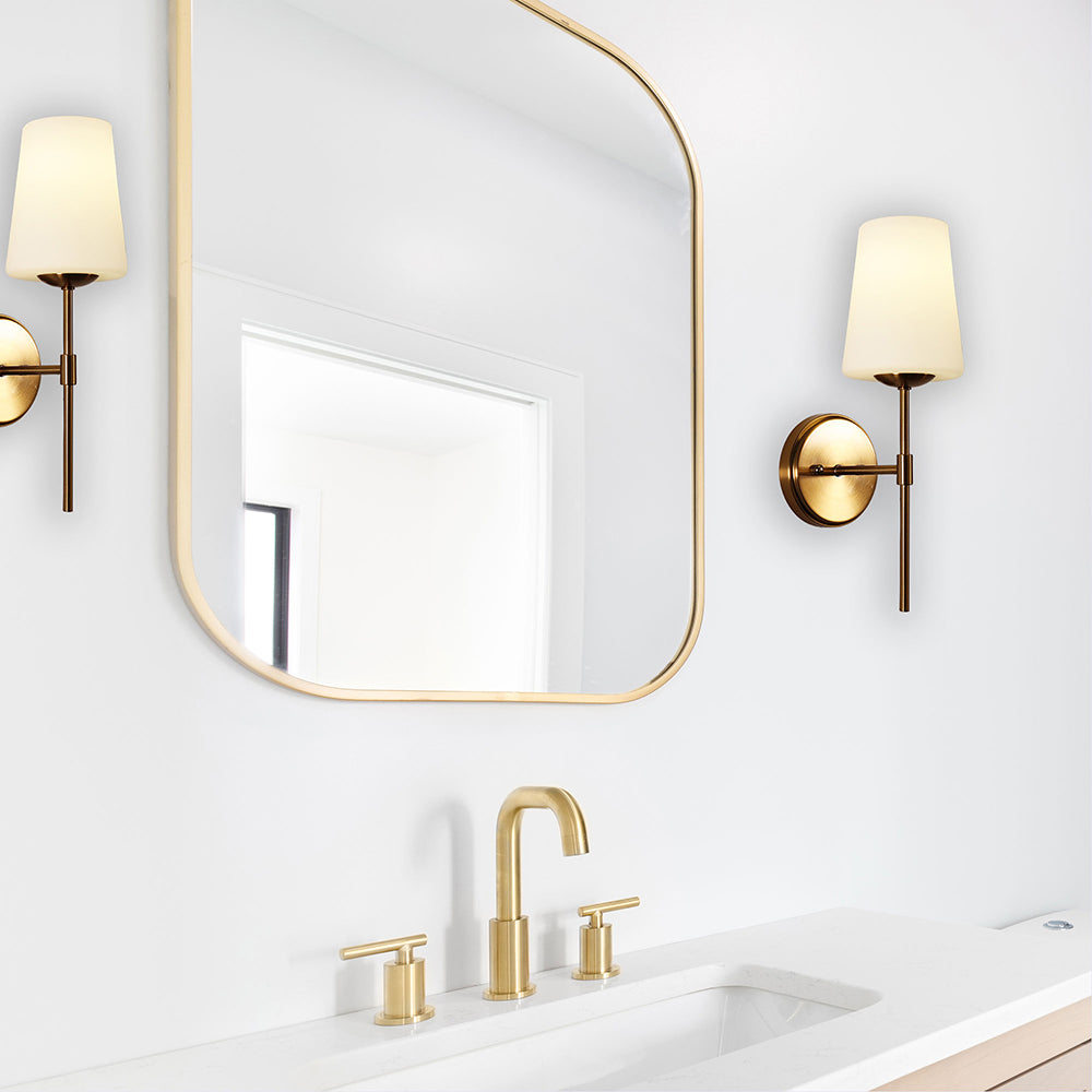 Kinbury Glass Wall Light Satin Brass - OL69463SB