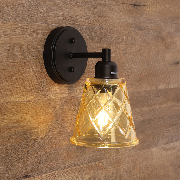 Dram Vintage Cut Glass Wall Light Amber - OL69491AM