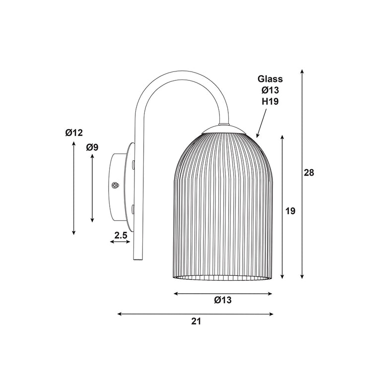 Arley Opal Matt Wall Light Black - OL69551BK