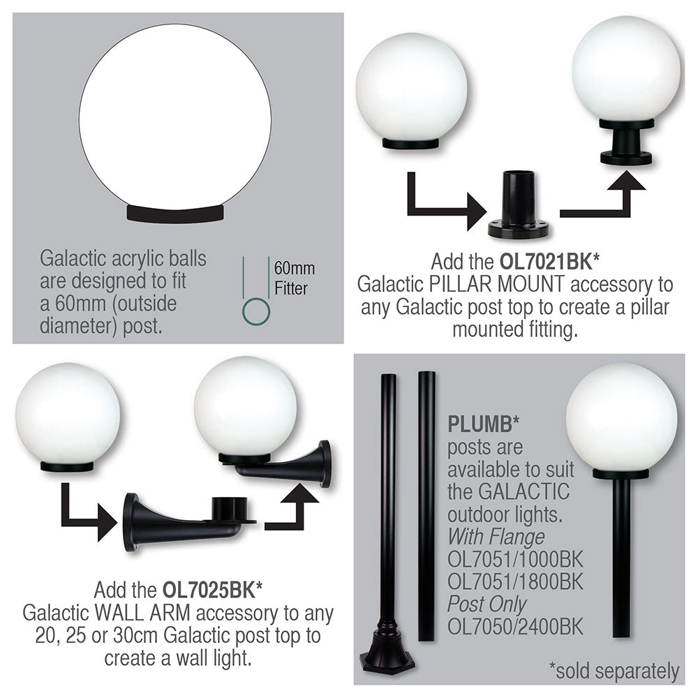 Plumb 60mm 1.8 Meter Post With Flange to Suit Post Tops Black - OL7051/1800BK