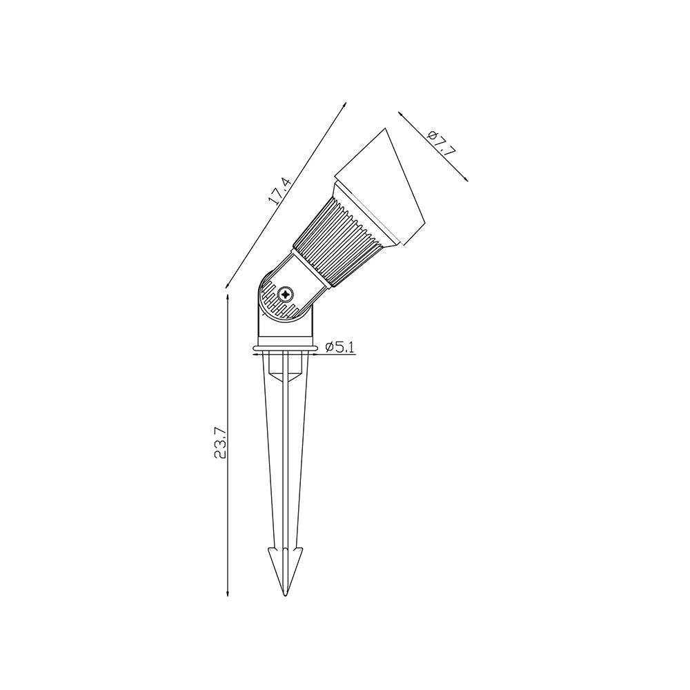 Thax Hooded 12V Garden Spike Light Black - OL7148BK