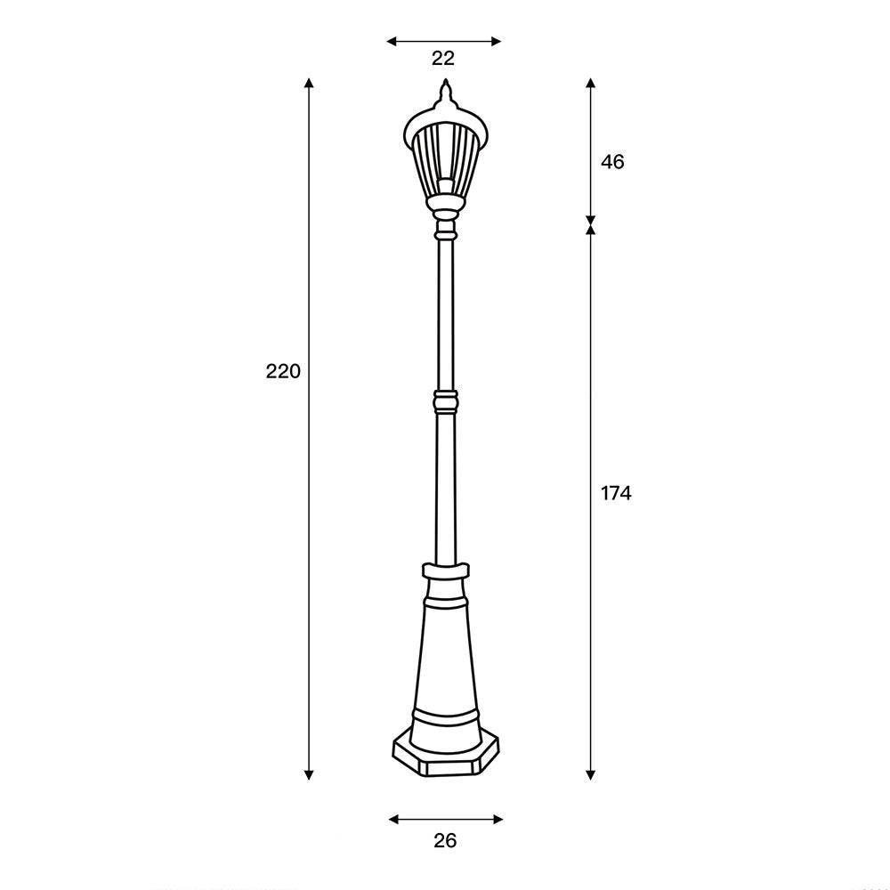 Newark 1 Light Post Light Black - OL7326BK