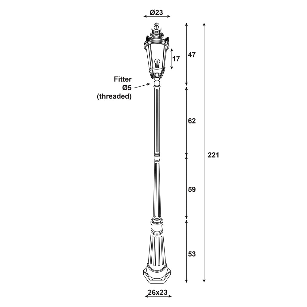 Albion Tradtional Outdoor Post Light Black - OL7386BK