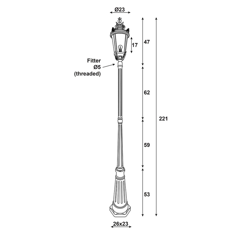 Albion Tradtional Outdoor Post Light Black - OL7386BK