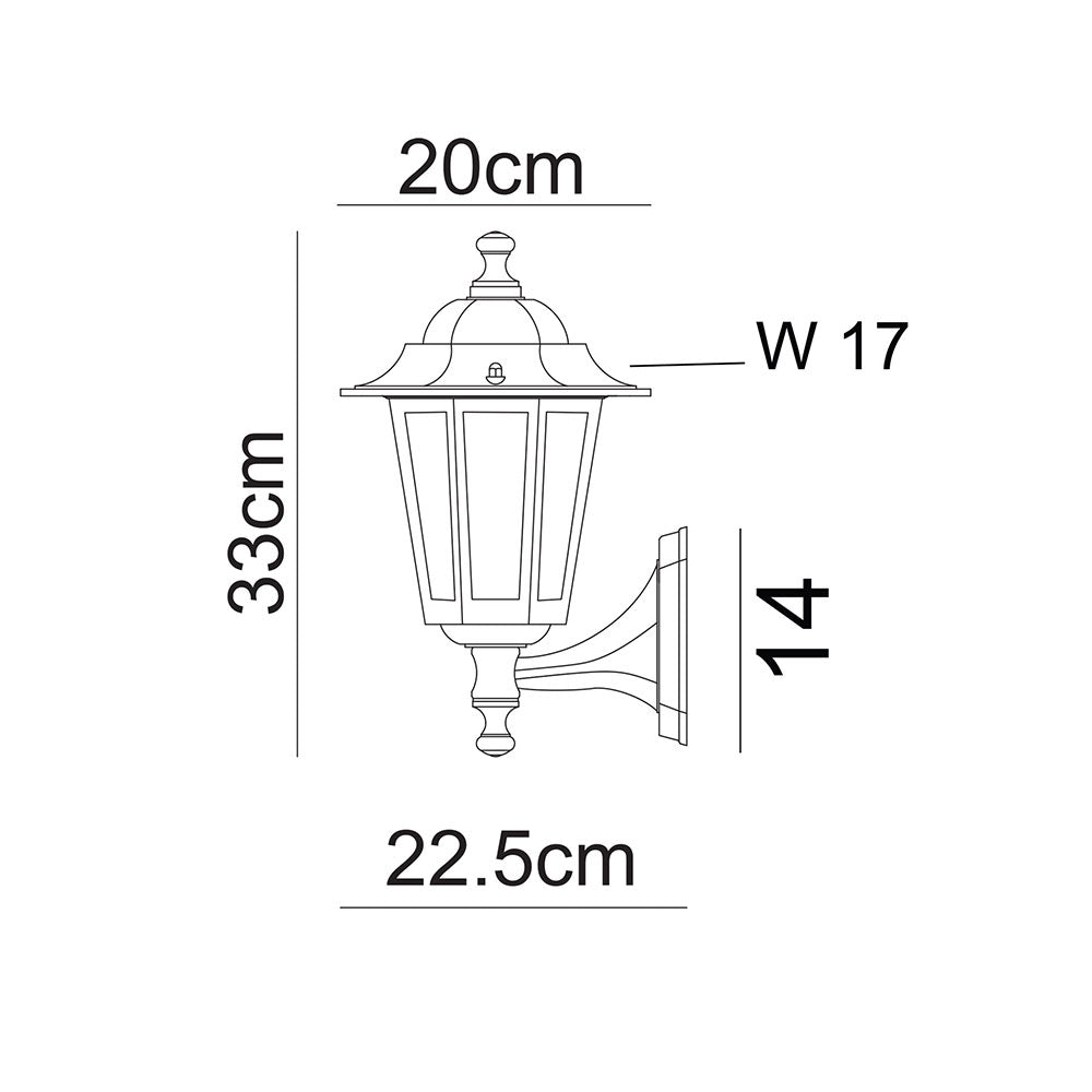 Ascot Facing Up Traditional Outdoor Wall Light Black - OL7402BK