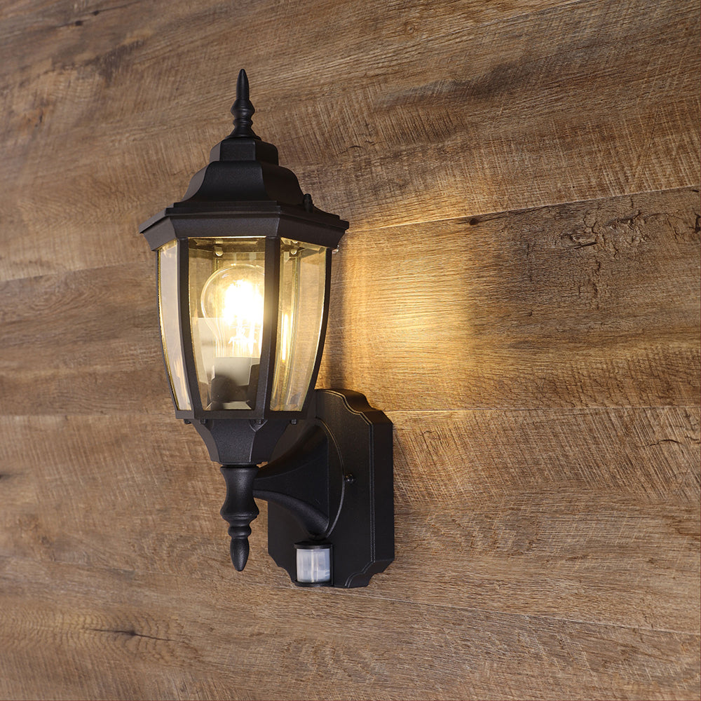 Highgate Traditional Outdoor Wall Light With Motion Sensor Black - OL7664BK