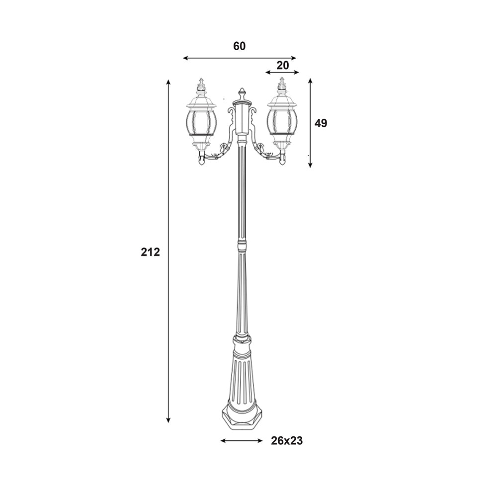 Highgate Twin Traditional Post Light Black - OL7669/2BK