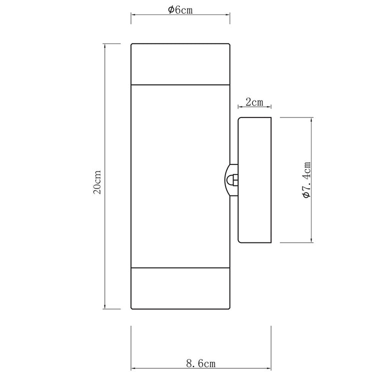 Zeta 240V GU10 Up & Down Wall Pillar Light Black - OL7775/2BK