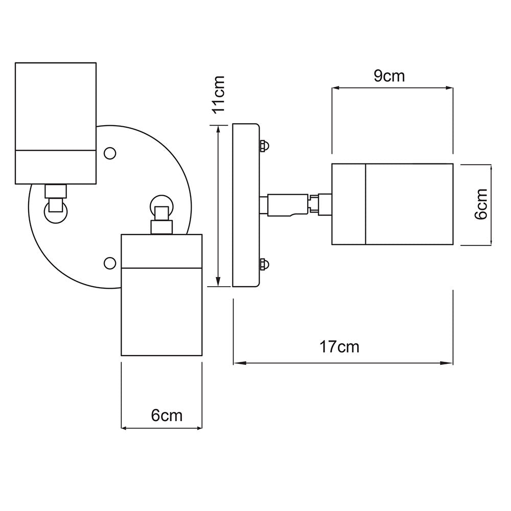 Zeta 240V GU10 Double Adjustable Wall Pillar Light Stainless Steel - OL7776/2SS
