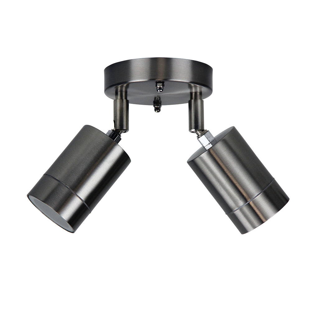 Zeta 240V GU10 Double Adjustable Wall Pillar Light Stainless Steel - OL7776/2SS