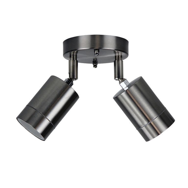 Zeta 240V GU10 Double Adjustable Wall Pillar Light Stainless Steel - OL7776/2SS