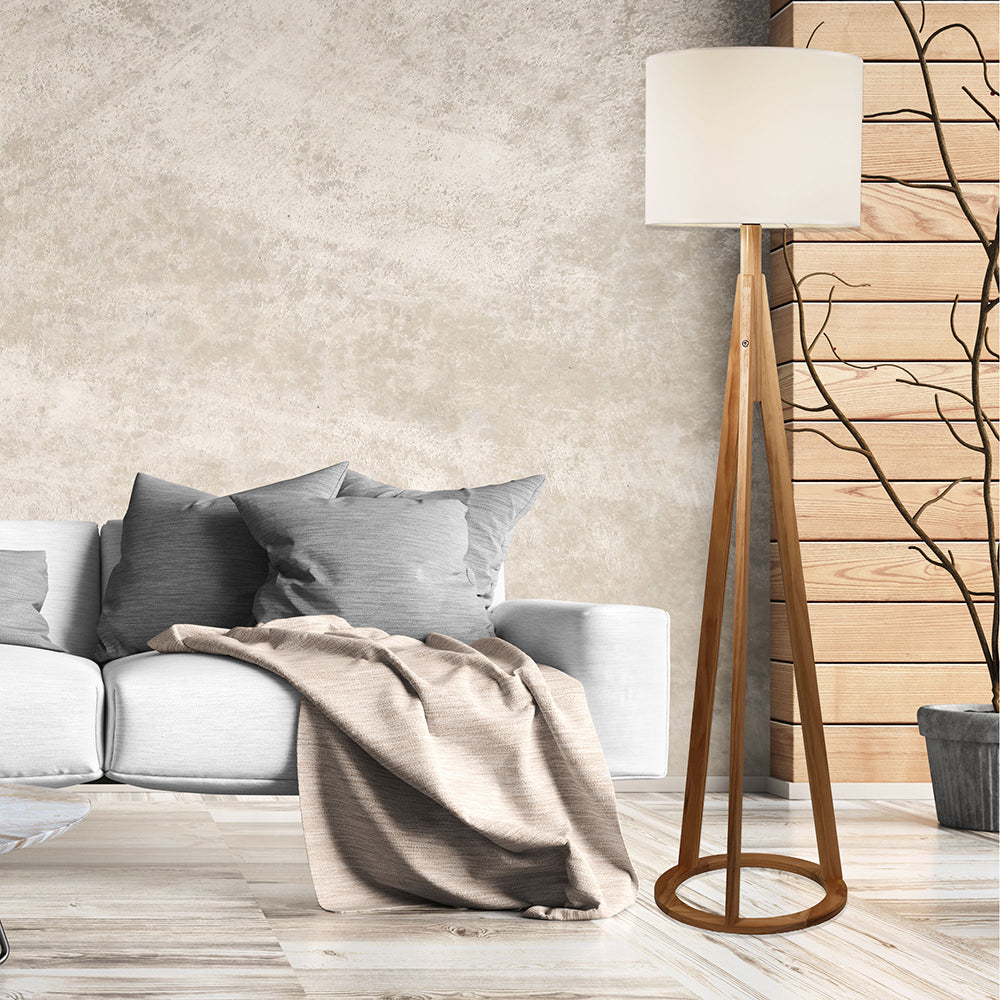 Stabb Floor Lamp With White Drum Shade - OL81166