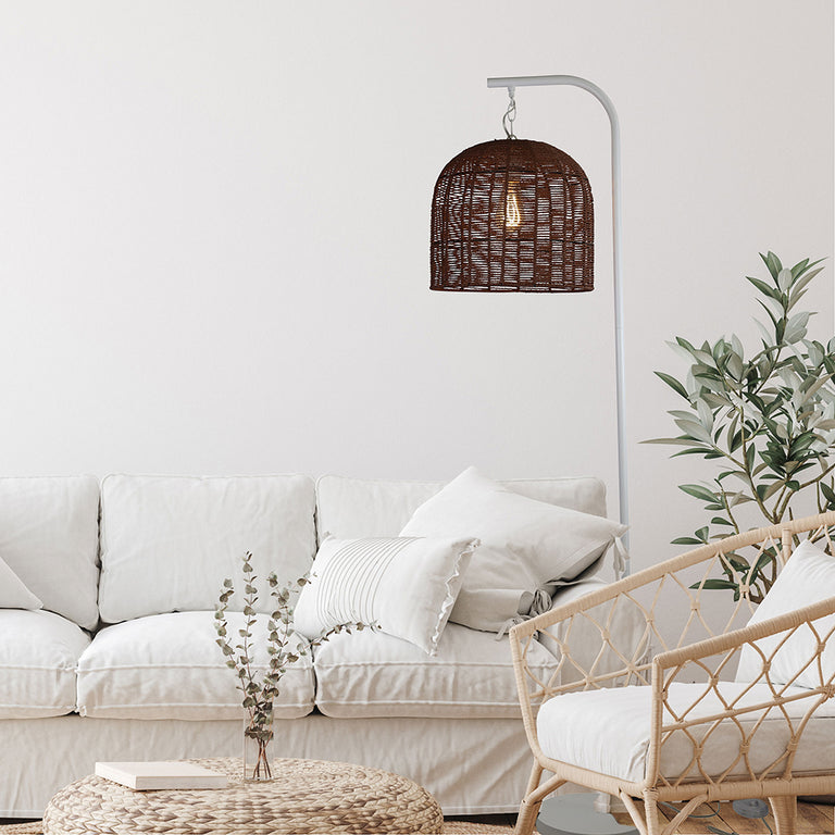 Jess Floor Lamp White With Poppa Shade - OL81414