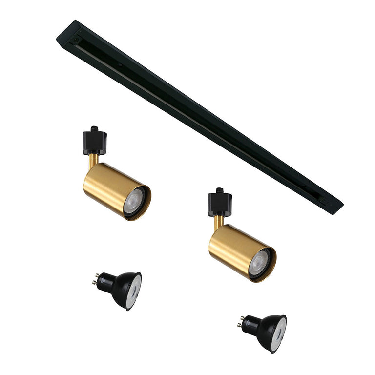 Bridge Single Circuit 2 Light LED Track Kit Black & Brass / Cool White - OL85305