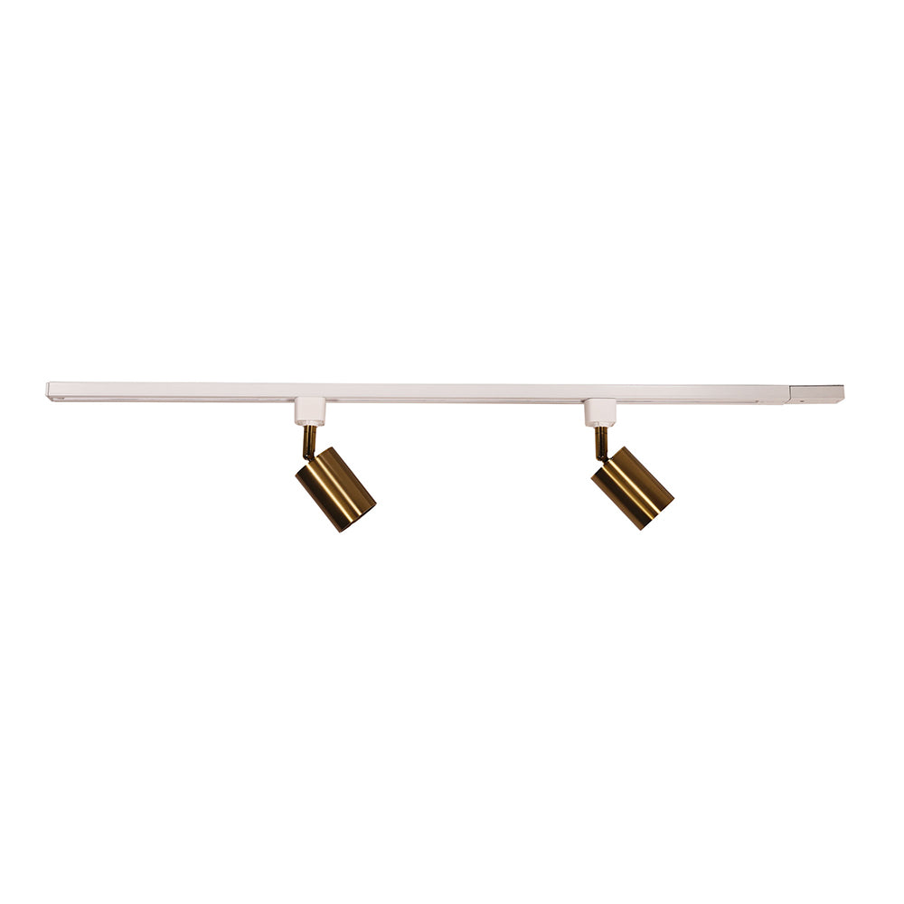 Bridge Single Circuit 2 Light LED Track Kit White & Brass / Cool White - OL85310