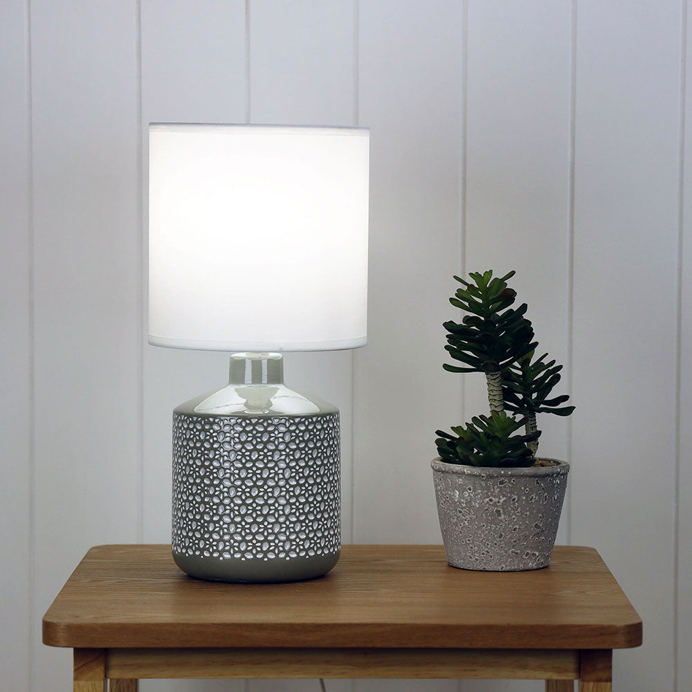 Celia Ceramic Table Lamp Grey - OL90117GY