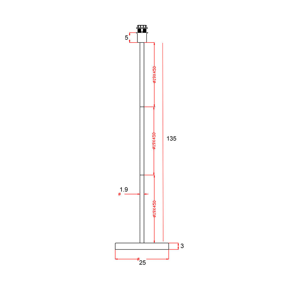 Spoke 1450mm Floor Lamp Base Brushed Chrome - OL91232BC