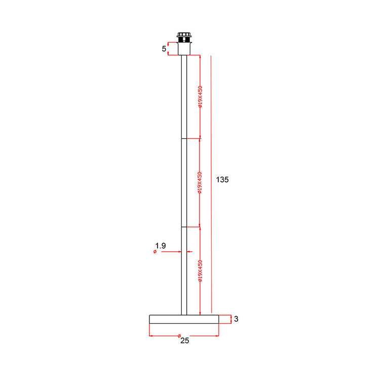 Spoke 1450mm Floor Lamp Base Brushed Chrome - OL91232BC