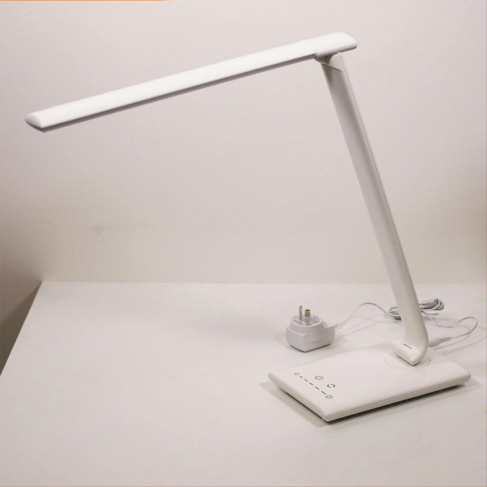Luke 9W LED Touch Dimming Lamp With USB Port White - OL92631WH