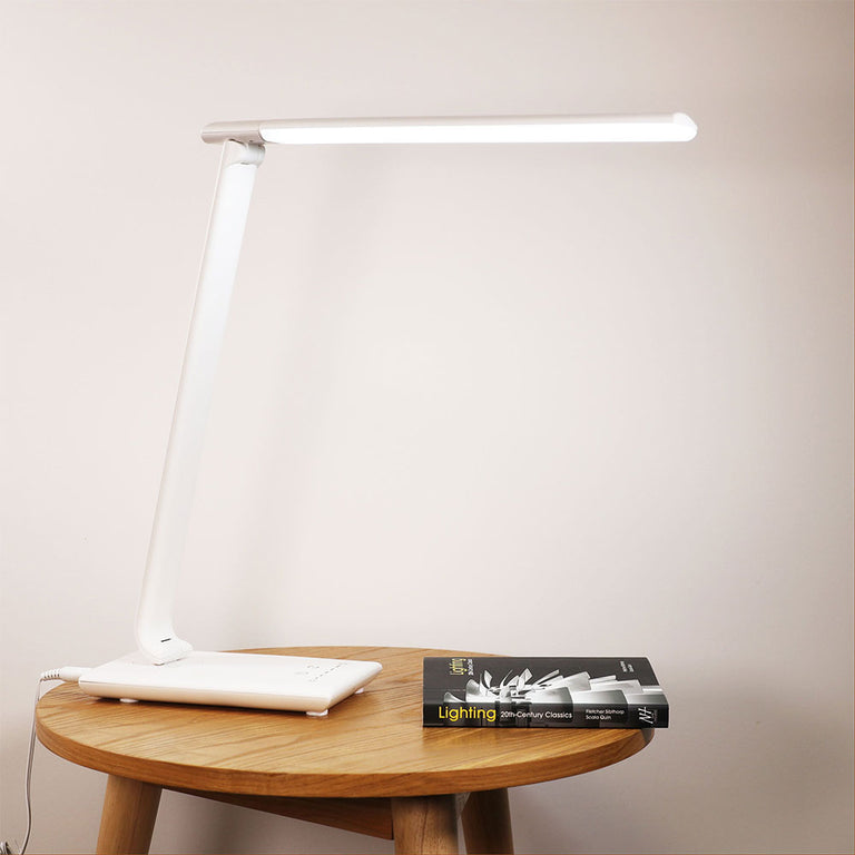 Luke 9W LED Touch Dimming Lamp With USB Port White - OL92631WH