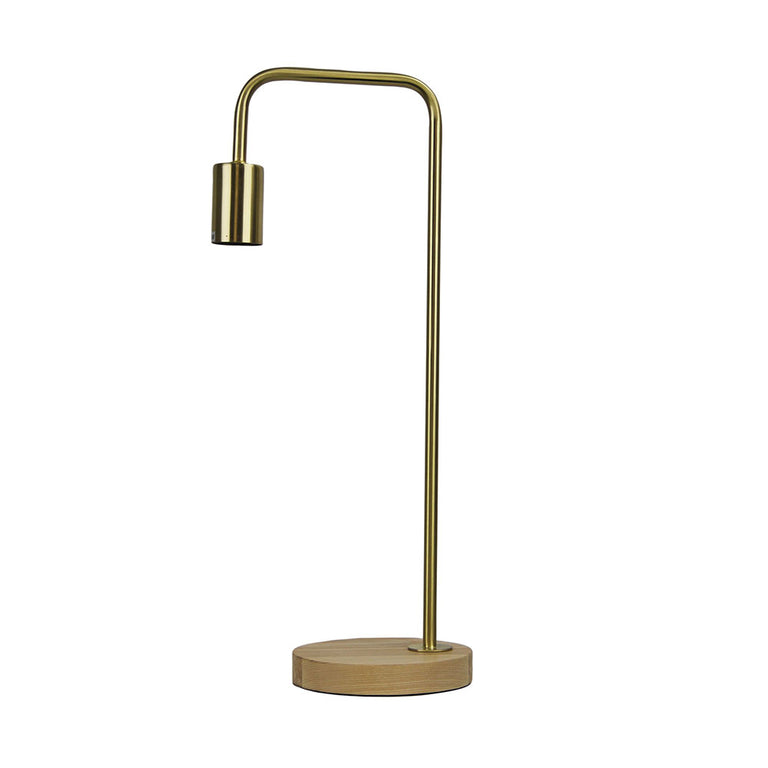 Lane Industrial Table Lamp Brushed Brass / Timber  - OL93131BB