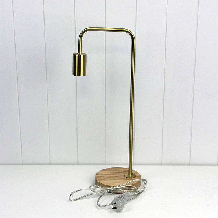 Lane Industrial Table Lamp Brushed Brass / Timber  - OL93131BB