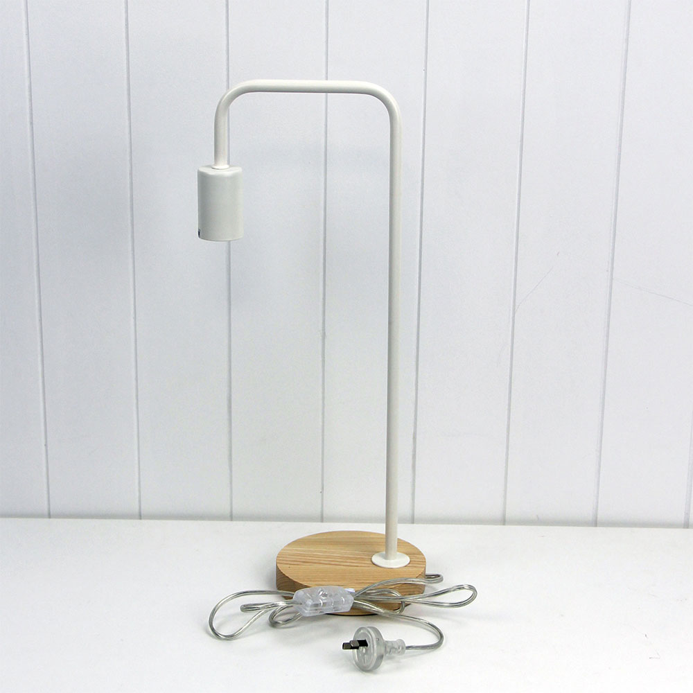 Lane Industrial Table Lamp White / Timber - OL93131WH