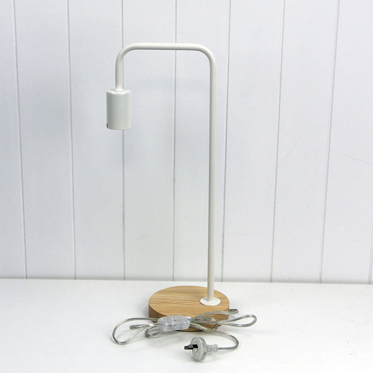 Lane Industrial Table Lamp White / Timber - OL93131WH
