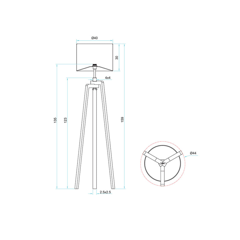 Lund Scandi Timber Tripod Floor Lamp Black - OL93525BK