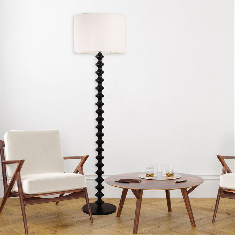 Spindle Floor Lamp With Shade Black - OL93543BK