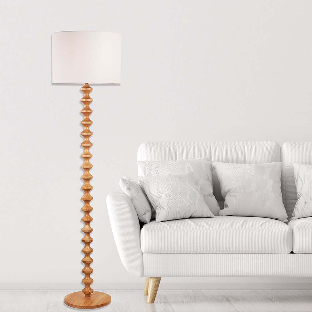 Spindle Floor Lamp With Shade Natural - OL93543NAT