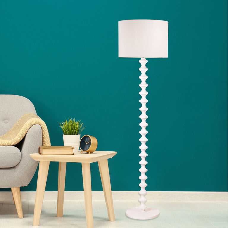 Spindle Floor Lamp With Shade White - OL93543WH