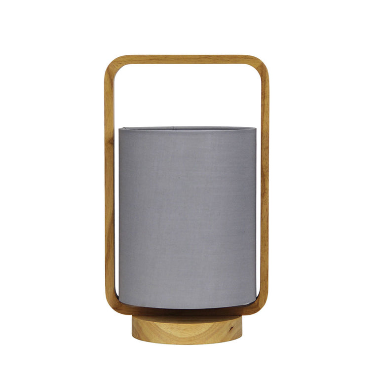 Lucia Natural Timber & Cotton Table Lamp Grey - OL93611GY