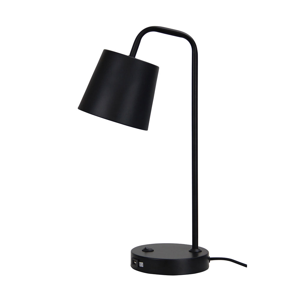 Henk Desk Lamp With USB Socket Black - OL93721BK