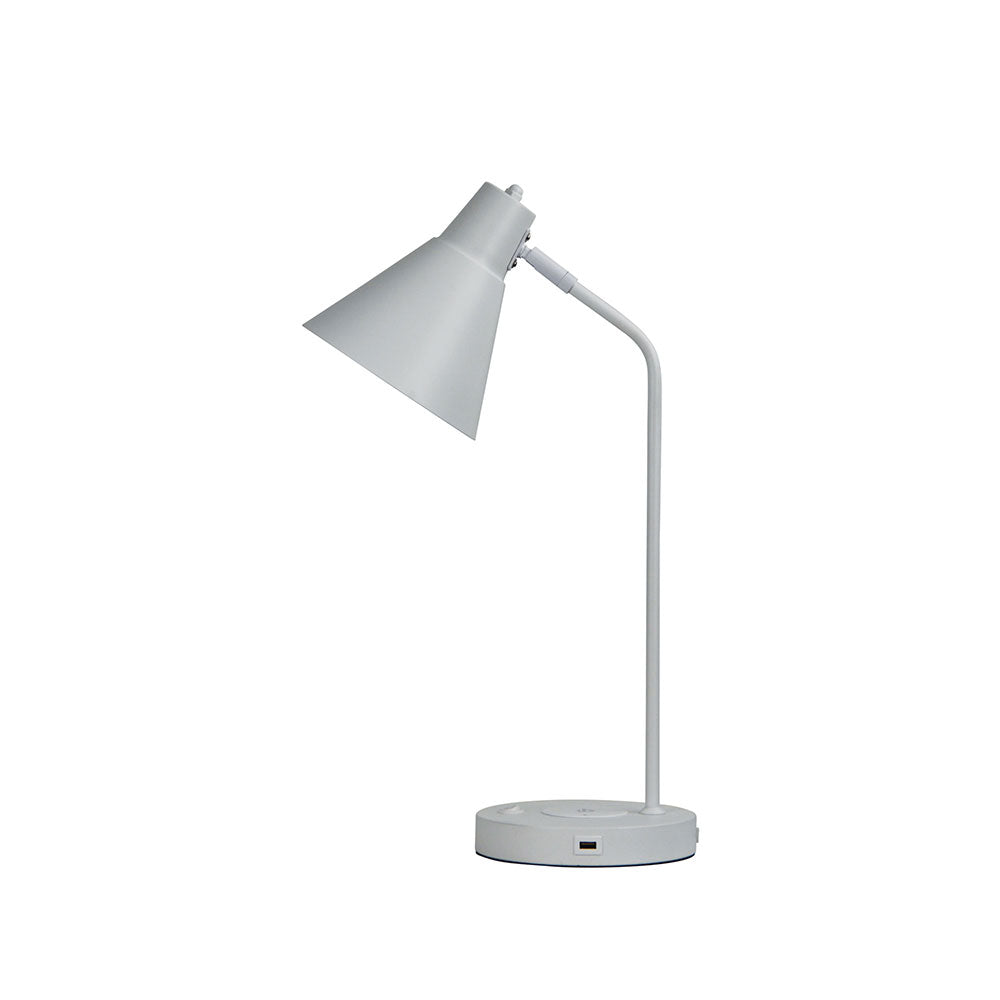 Targa Desk Lamp With USB & Wireless Charging White - OL93952WH