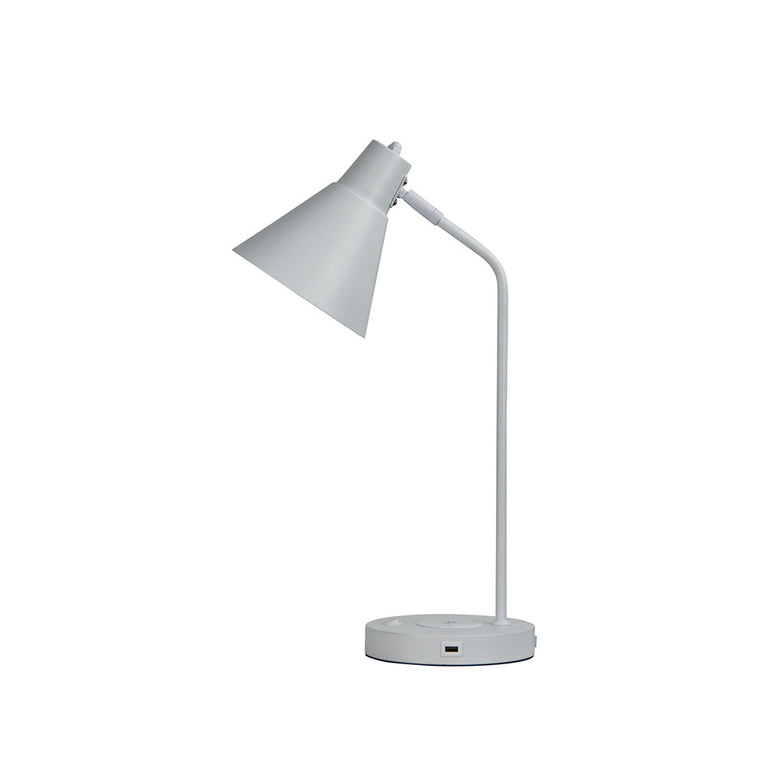 Targa Desk Lamp With USB & Wireless Charging White - OL93952WH