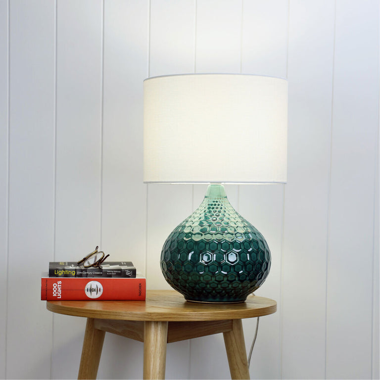 Ridley Ceramic Table Lamp Teal / Off White - OL94524