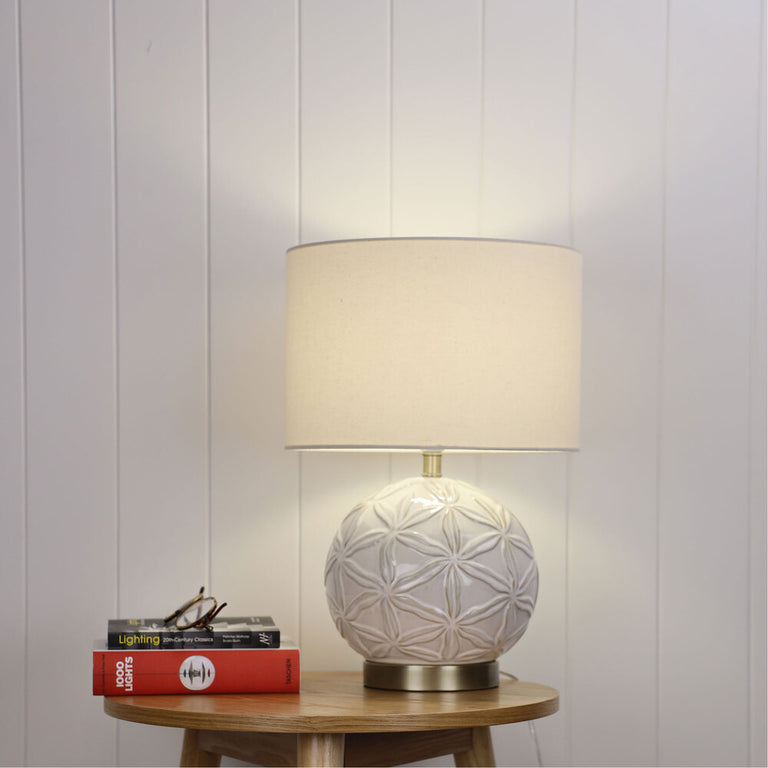 Ariel Ceramic Table Lamp White / Antique Brass - OL94526